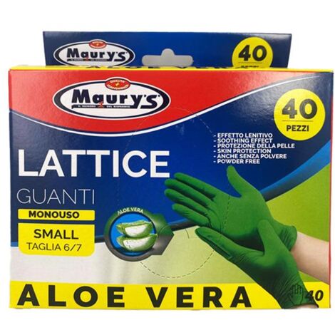 MAURY'S GUANTI LATTICE SUPER PESANTI 40 PZ TAGLIA S - 6/7 ALOE VERA
