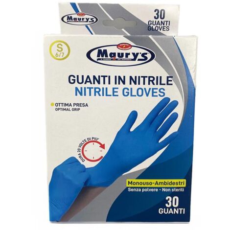 MAURY'S GUANTI NITRILE SUPER RESISTENTI 30 PZ TAGLIA S - 6/7 OTTIMA PRESA