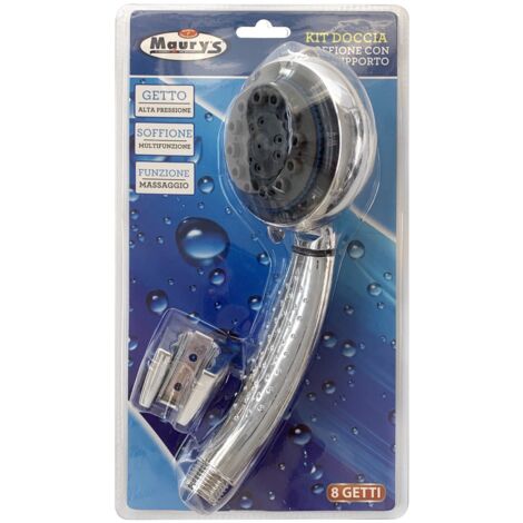 MAURY'S KIT DOCCIA SOFFIONE CON SUPPORTO 8 FUNZIONI