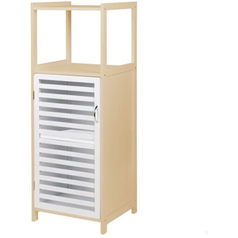 MAURY'S MOBILE CON SPORTELLO MULTIUSO BIANCO E COLORE BAMBOO 36 X 33 X H98 CM