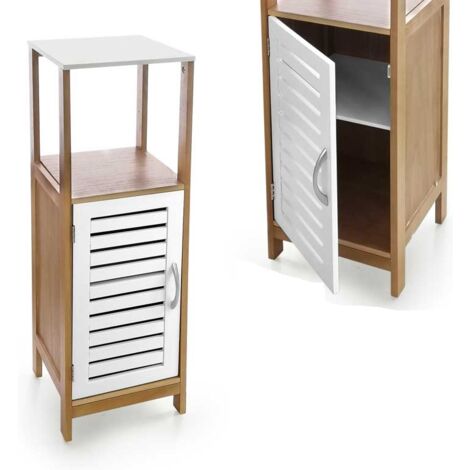 MAURY'S MOBILETTO BAGNO IN LEGNO CON ANTA IN COLOR LEGNO/BIANCO 30X30X96 CM