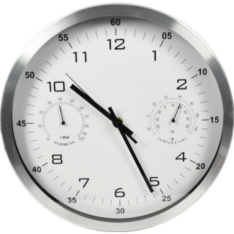 MAURY'S OROLOGIO DA PARETE IN ALLUMINIO CON BAROMETRO 30 CM