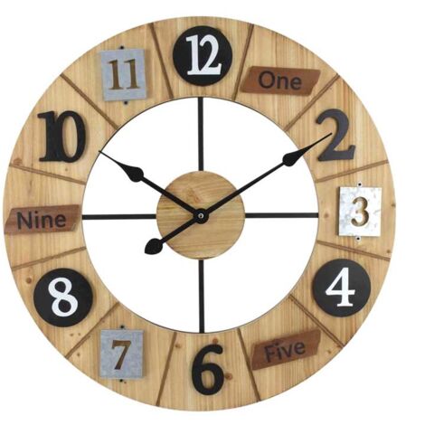 MAURY'S OROLOGIO DA PARETE IN LEGNO CON NUMERI SIMPATICI 60X5.5X60CM COLOR LEGNO