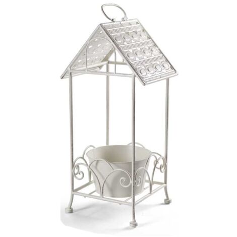 MAURY'S PORTA PIANTA BIANCO IN METALLO A FORMA DI CASETTA 26X20X57 CM