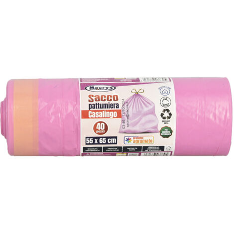 MAURY'S SACCHI PER PATTUMIERA 55X65CM IN ROTOLO DA 40 PEZZI ROSA