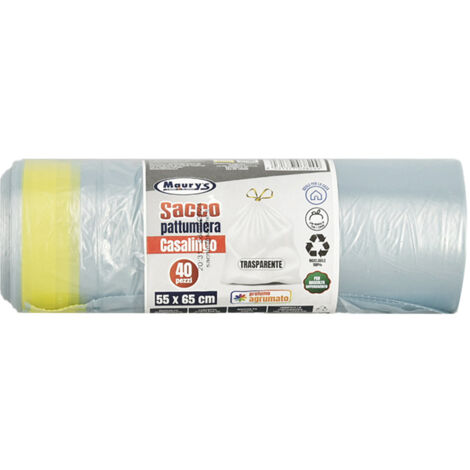 MAURY'S SACCHI PER PATTUMIERA 55X65CM IN ROTOLO DA 40 PEZZI TRASPARENTI