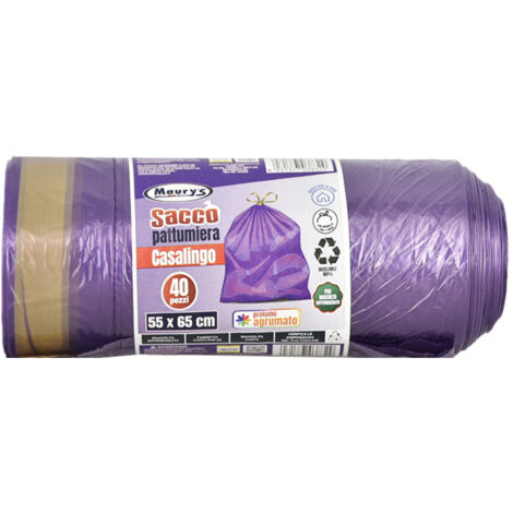 MAURY'S SACCHI PER PATTUMIERA 55X65CM IN ROTOLO DA 40 PEZZI VIOLA
