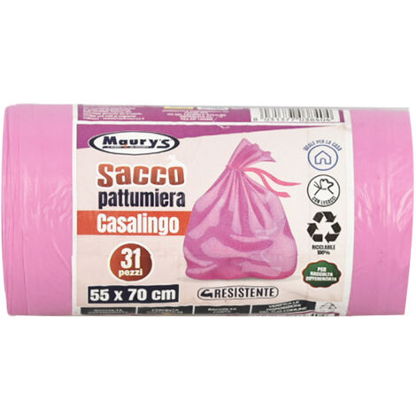 MAURY'S SACCHI PER PATTUMIERA 55X70CM IN ROTOLO DA 31 PEZZI ROSA