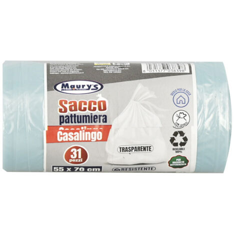 MAURY'S SACCHI PER PATTUMIERA 55X70CM IN ROTOLO DA 31 PEZZI TRASPARENTI
