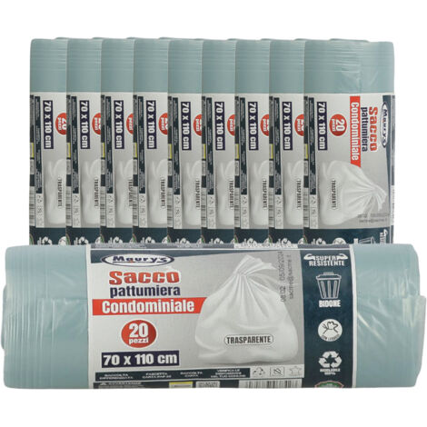 MAURY'S SACCHI PER PATTUMIERA 70X110 CM 10 CONFEZIONI DA 20 PEZZI IN COLORE TRASPARENTE