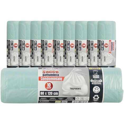 MAURY'S SACCHI PER PATTUMIERA 80X120 CM 10 CONFEZIONI DA 10 PEZZI IN COLORE TRASPARENTE
