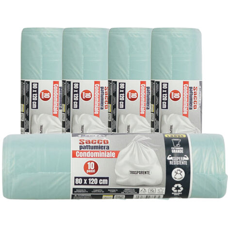 MAURY'S SACCHI PER PATTUMIERA 80X120 CM 5 CONFEZIONI DA 10 PEZZI IN COLORE TRASPARENTE