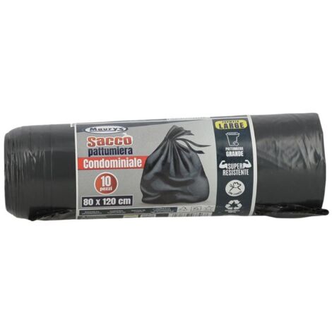 MAURY'S SACCHI PER PATTUMIERA 80X120 CM CONFEZIONE DA 10 PEZZI IN COLORE NERO OKX