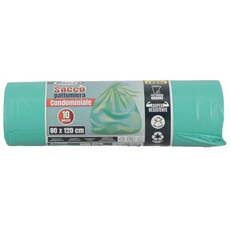 MAURY'S SACCHI PER PATTUMIERA 80X120 CM CONFEZIONE DA 10 PEZZI IN COLORE VERDE OKX