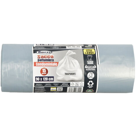 MAURY'S SACCHI PER PATTUMIERA 90X120CM IN ROTOLO DA 15 PEZZI TRASPARENTI