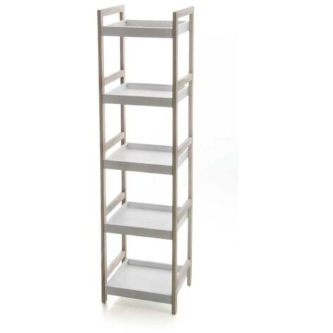 MAURY'S SCAFFALE IN LEGNO BIANCO DA BAGNO CON 5 RIPIANI 33X30X130 CM