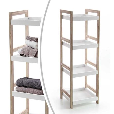 MAURY'S SCAFFALE IN LEGNO DA BAGNO CON 4 RIPIANI BIANCHI 33X30X100 CM