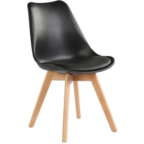 MAURY'S SEDIA NORDICA NERA STILE SCANDINAVO GAMBE IN LEGNO CON CUSCINO OKX