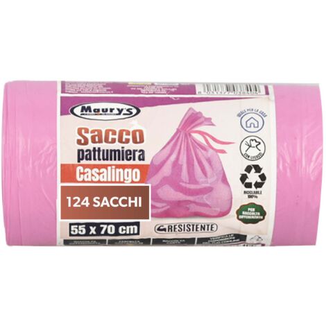 MAURY'S SET 124 SACCHI PER PATTUMIERA 55X70CM IN ROTOLI DA 31 PEZZI ROSA