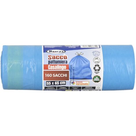 MAURY'S SET 160 SACCHI PER PATTUMIERA 55X65CM IN ROTOLI DA 40 PEZZI CIASCUNO AZZURRI