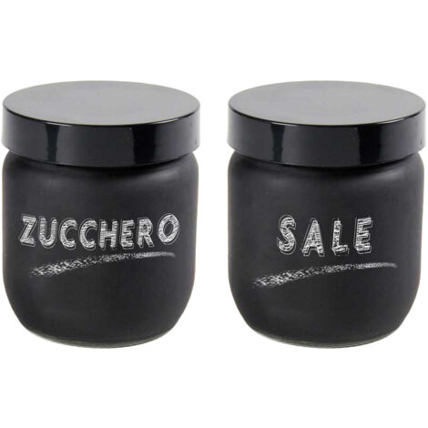 MAURY'S SET 2 BARATTOLI IN VETRO SATINATO 425ML SALE E ZUCCHERO IN COLORE NERO