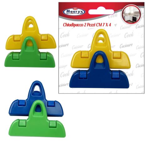 MAURY'S SET 2 CONFEZIONI CHIUDIPACCO 7X4 CM IN COLORE ASSORITO
