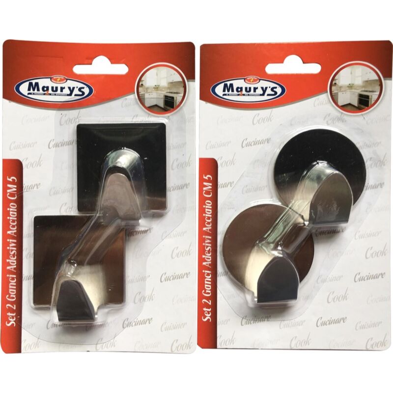 Maury's - set 2 ganci adesivi in acciaio 5 cm