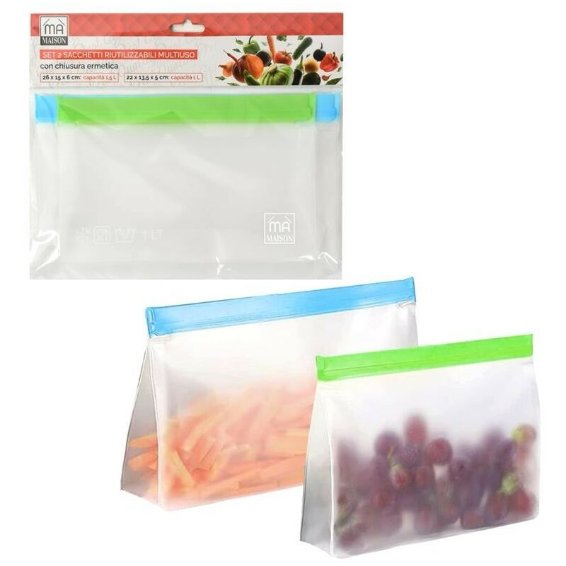 Maury'S Set 2 Sacchetti Riutilizzabili Multicolore...