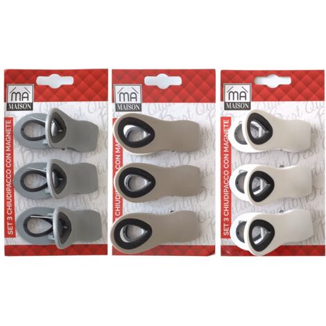MAURY'S SET 3 MOLLETTE CHIUDIPACCO CON MAGNETE IN COLORAZIONE ASSORTITA