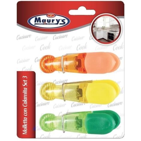 MAURY'S SET 3 MOLLETTE CHIUDITUTTO CON CALAMITA IN COLORE ASSORTITO