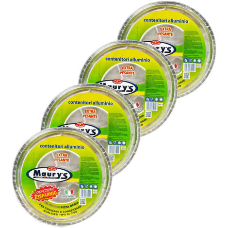 MAURY'S SET 4 CONTENITORI ROTONDI PER PIZZA IN ALLUMINIO EXTRA PESANTE