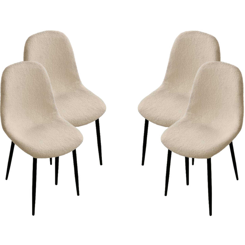Gicos Maury's Set 4 Sedie Imbottite Teddy In Tessuto Beige Con Gamb...