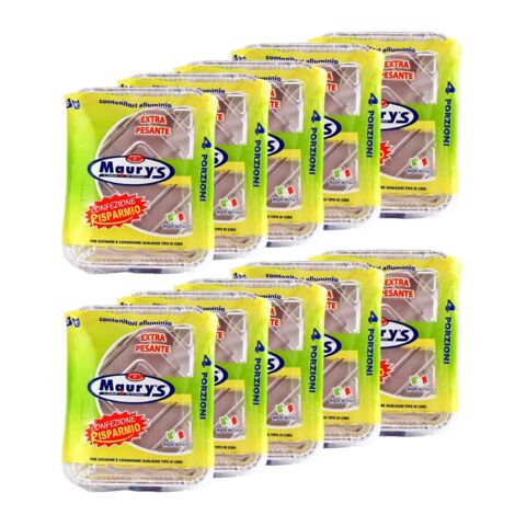 MAURY'S SET DA 10 CONTENITORI RETTANGOLARI IN ALLUMINIO DA 4 PORZIONI