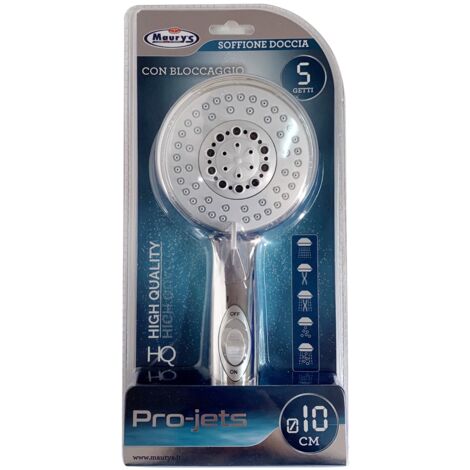 MAURY'S SOFFIONE DOCCIA MULTIFUNZIONE 5 FUNZIONI 10 CM CON BLOCCAGGIO