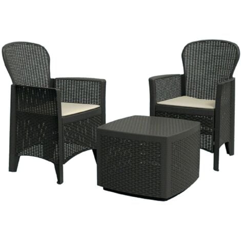 MAURY'S TREE SALOTTO DA GIARDINO CON CUSCINI 3 PZ ANTRACITE