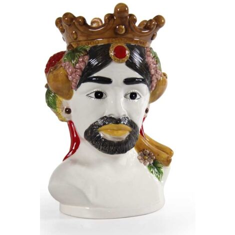 MAURY'S VASO DECORATIVO TESTA DI MORO UOMO IN CERAMICA COLORATA 22X40 CM