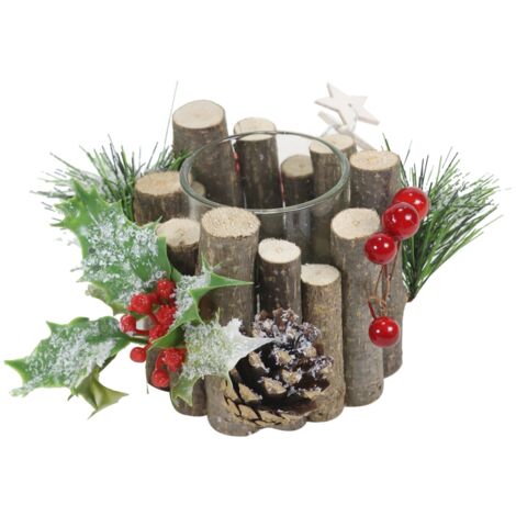 MAURY'S WOOD PORTA CANDELA CON VASETTO DA 5 CM