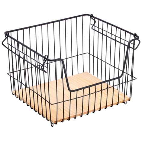 MAURY'S WOODY CESTINO ALTO CON MANIGLIE IN FERRO E LEGNO 32X27XH23 CM