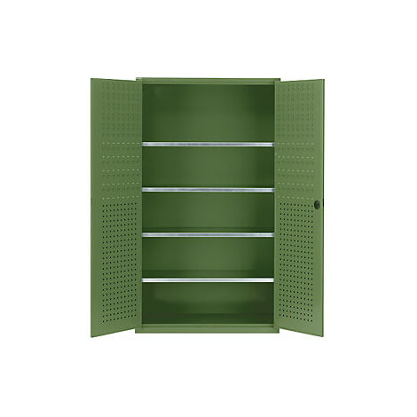 Armario de taller con puertas batientes y cajones – C+P: A x P 1200 x 500  mm, 4 baldas