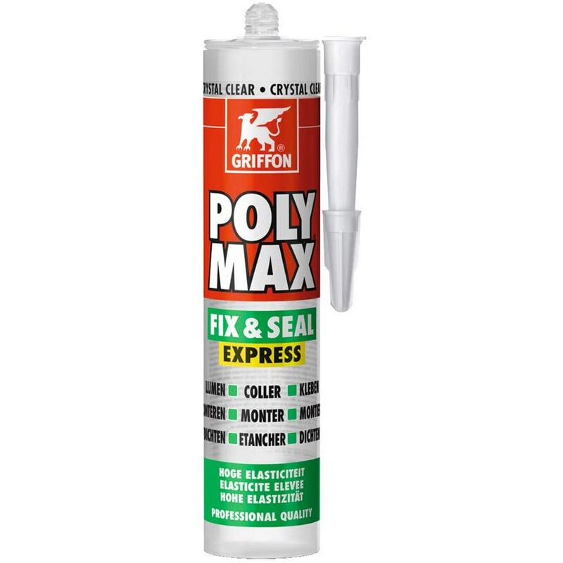 Max bag de 12 Mastic colle Poly Max Fix 1Seal Express Crystal Griffon 300 gr - 7000513 - Incolore