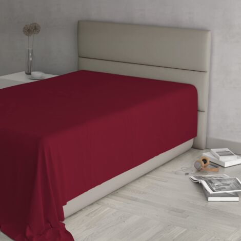 MAX COLOR Lenzuolo sopra, 100% Cotone, Tinta unita, Bordeaux, Piazza e mezza 180x300cm