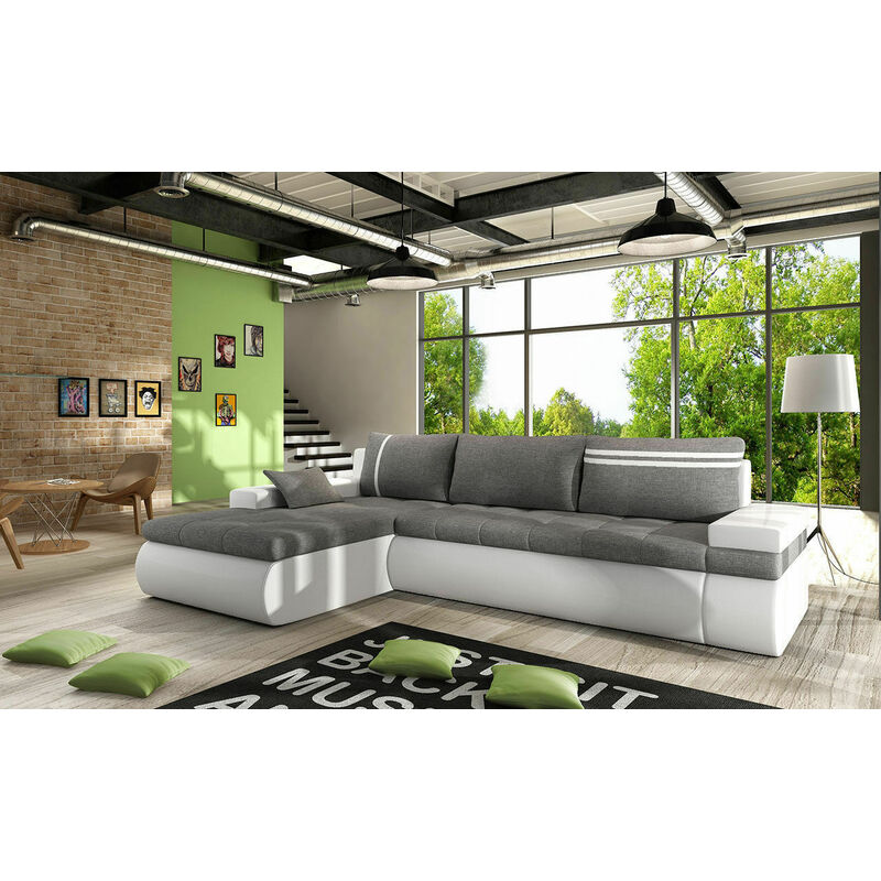 Max Left Hand Facing Corner Sofa Bed - Grey & White