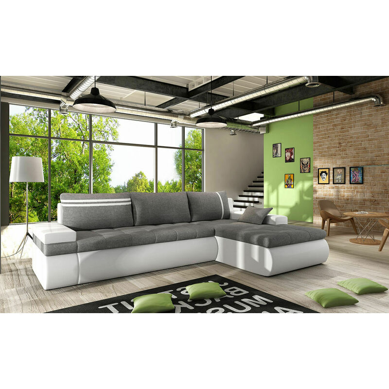 Max Right Hand Facing Corner Sofa Bed - Grey & White