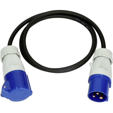 Max Hauri 163894 Strom Verlängerungskabel   Blau, Schwarz 1.5 m H07RN-F 3G 1,5 mm² Ölbeständig, UV-B