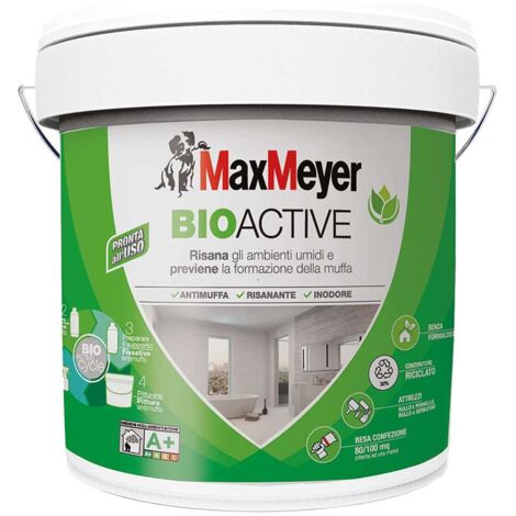 Max Meyer BioActive Pittura Antimuffa 10lt  Colore Bianco vernice - ISO 11998