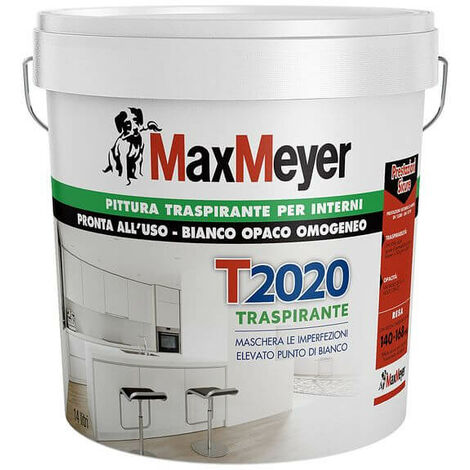 Max Meyer Pittura Murale Traspirante T2020 Bianco 14L - Igienizzante Alta Copertura