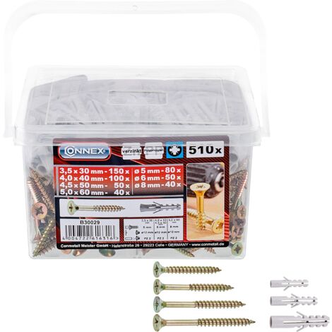 Max-Power B30029 Secchiello Viti e Tasselli, 510 Pezzi