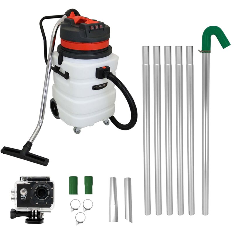 Monstershop 90L Wet & Dry Vacuum, Gutter Vacuum Poles & Camera in White