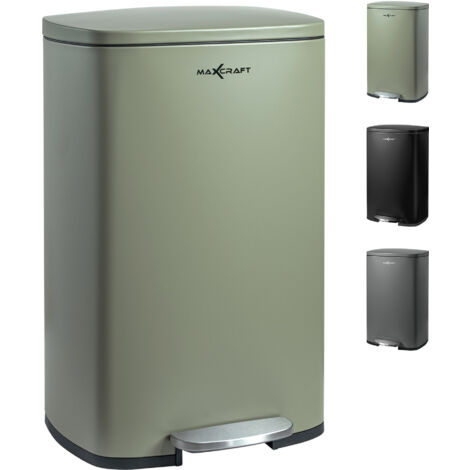 MAXCRAFT Mülleimer / Treteimer mit Soft Close Deckel - 50 Liter in Grün