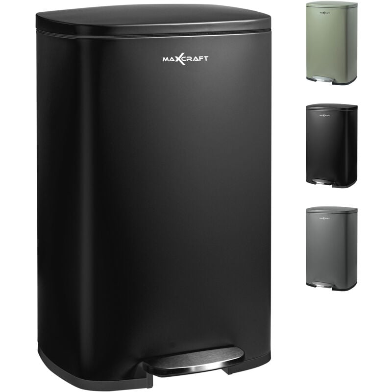 Poubelle à pédale avec Couvercle - 50 litres en Noir - Maxcraft